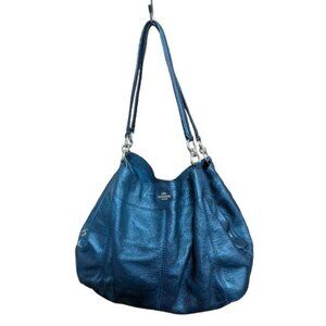 Coach Lexy Black Pebbled Leather Shoulder Bag Purse Lexi